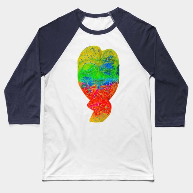 A Bali face mask cut out in bright multicolored pastel Baseball T-Shirt by kall3bu